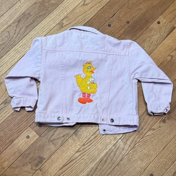 Vintage Sesame Street Pink Jean Jacket with Big Bird - Picture 1 of 4